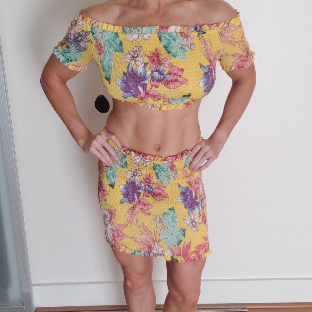 Two piece crop top and skirt